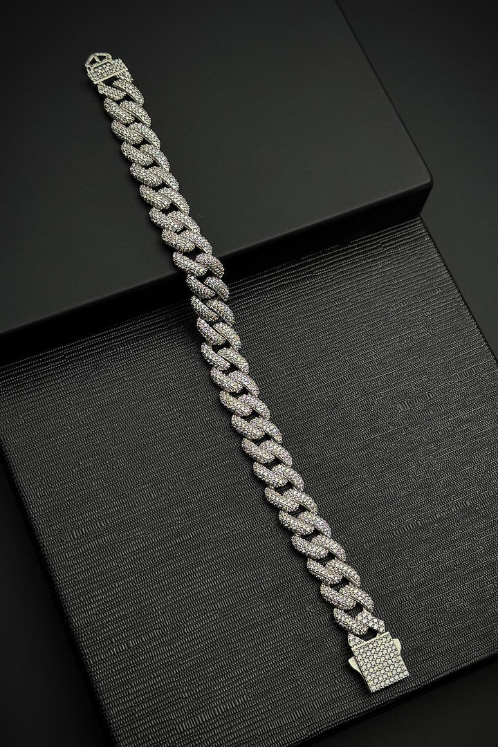 NVM FRNCH 925 Sterling Silver Zircon Stone Silver Color Tennis Men's Bracelet FRJ12452-3452-A - Tonbridge