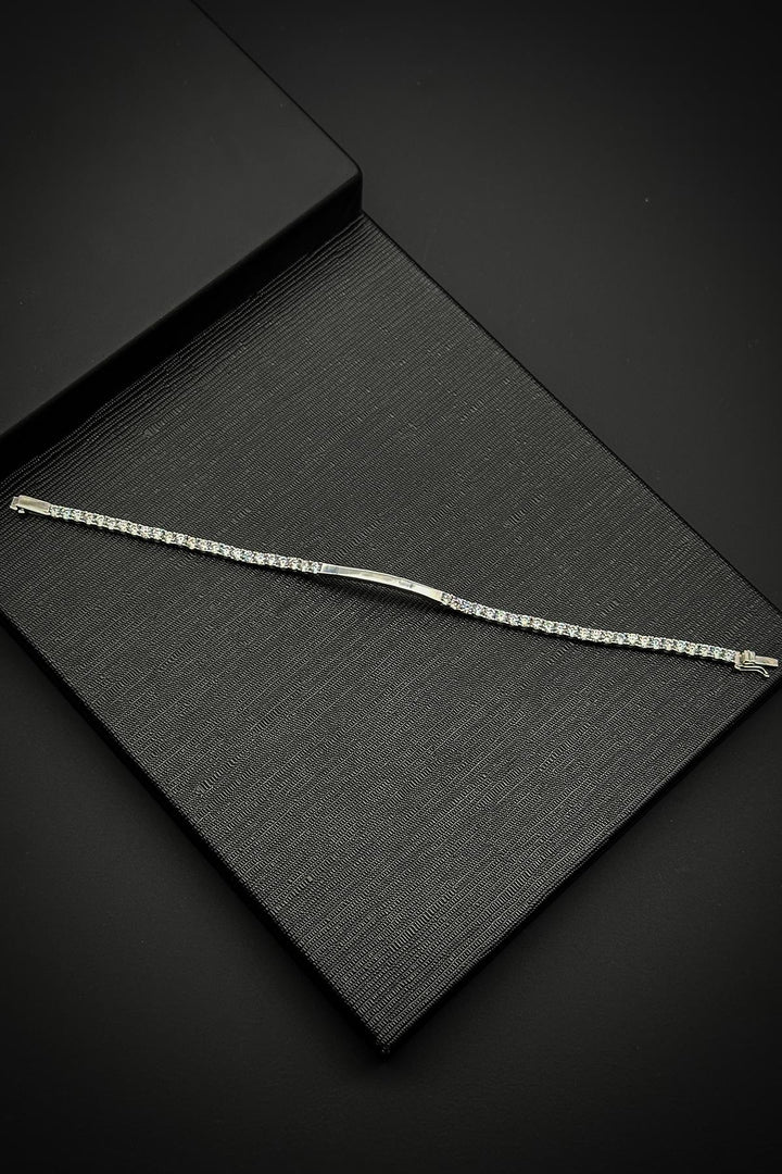 NVM FRNCH 925 Sterling Silver Zircon Stone Silver Color Tennis Men's Bracelet FRJ12162-3162-A - Slobozia