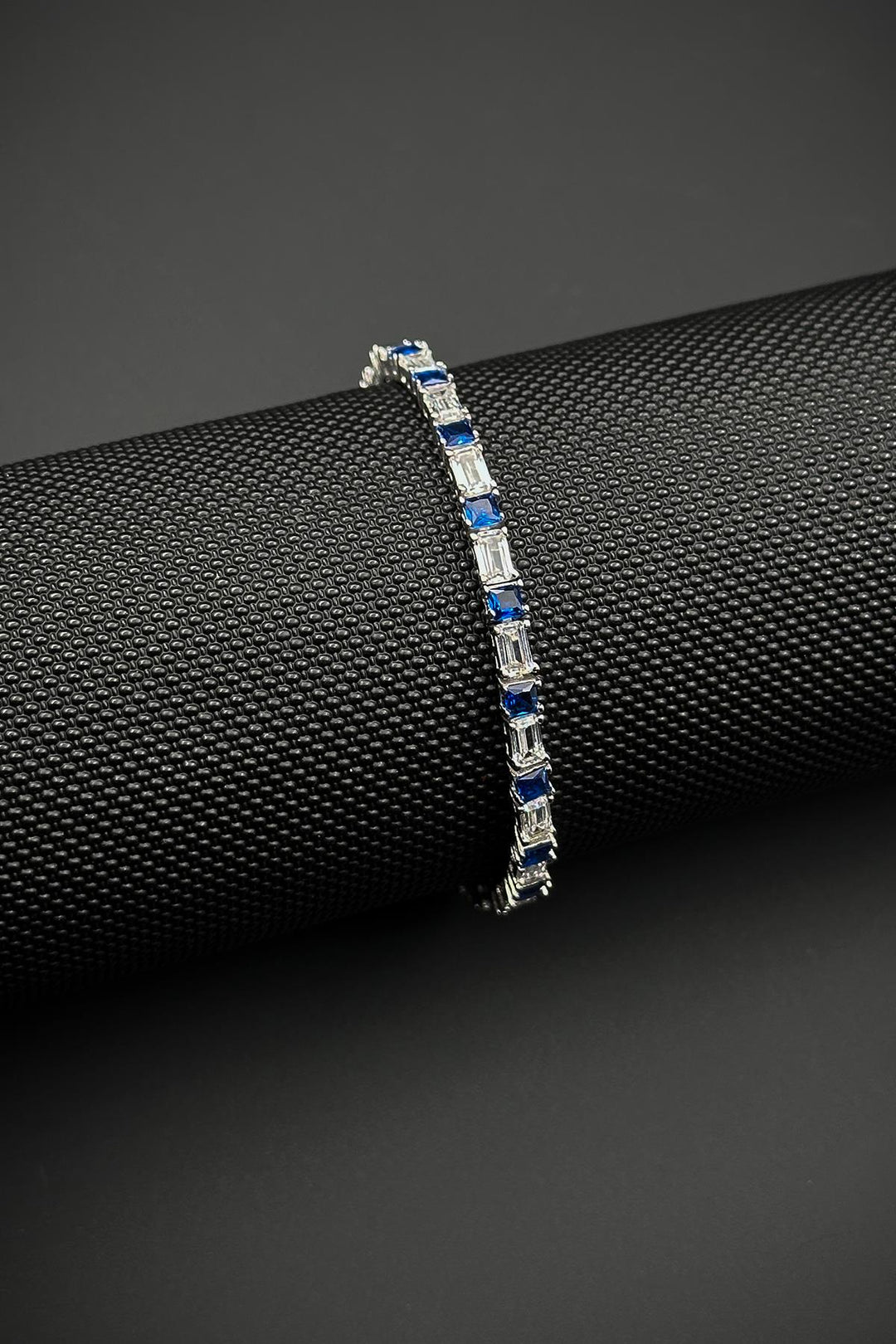 NVM FRNCH 925 Sterling Silver Zircon Stone Navy-White Color Tennis Men's Bracelet FRJ12157-3157-LA3 - Ontario