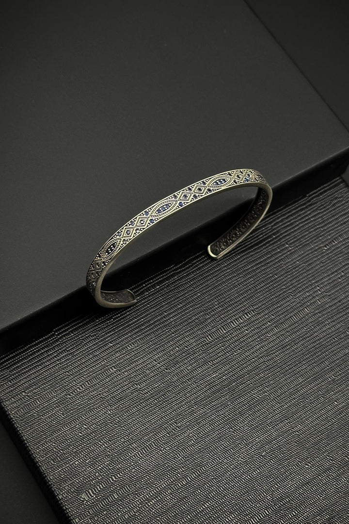 NVM FRNCH 925 Sterling Silver Navy Blue Color Men's Bracelet with Zircon Stone FRJ12202-3202-L - Aigáleo