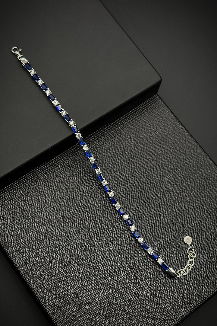 NVM FRNCH 925 Sterling Silver Navy Blue Zircon Stone Tennis Men's Bracelet FRJ12157-3157-LA - Cananea