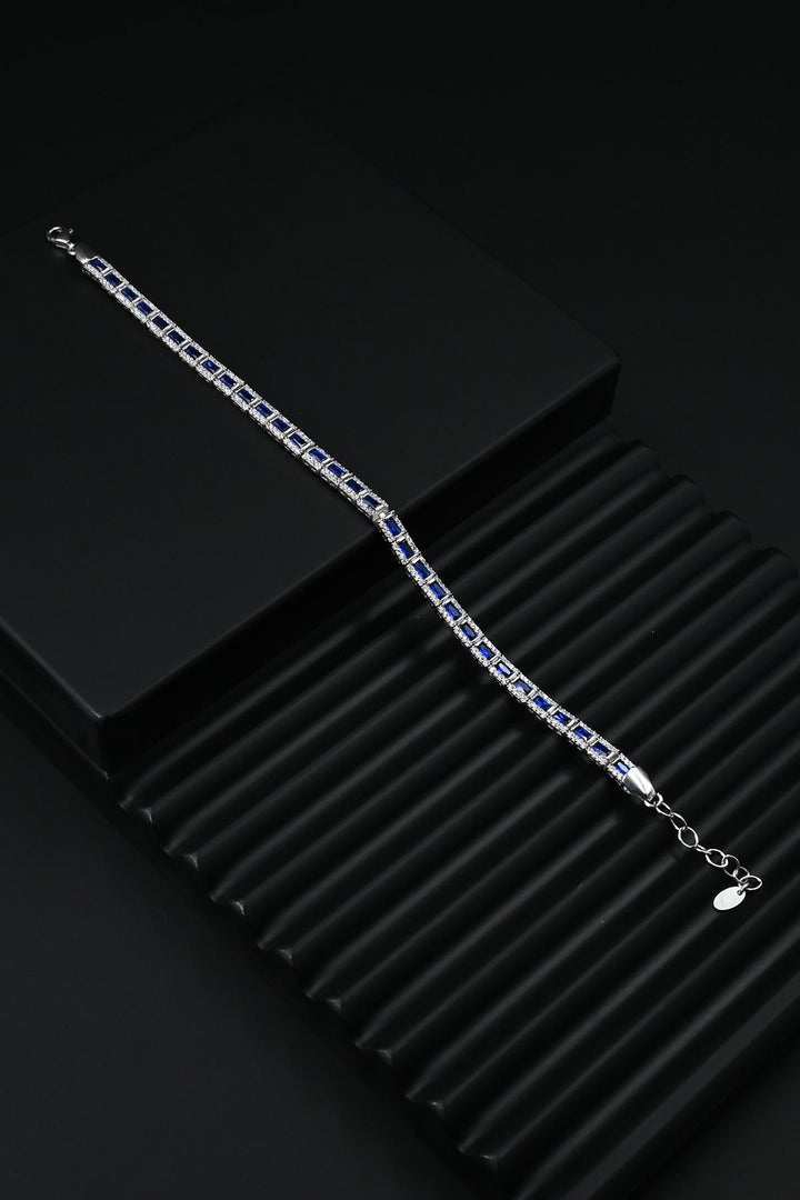 NVM FRNCH 925 Sterling Silver Navy Blue Zircon Stone Tennis Men's Bracelet FRJ12181-3181-LA - Union City
