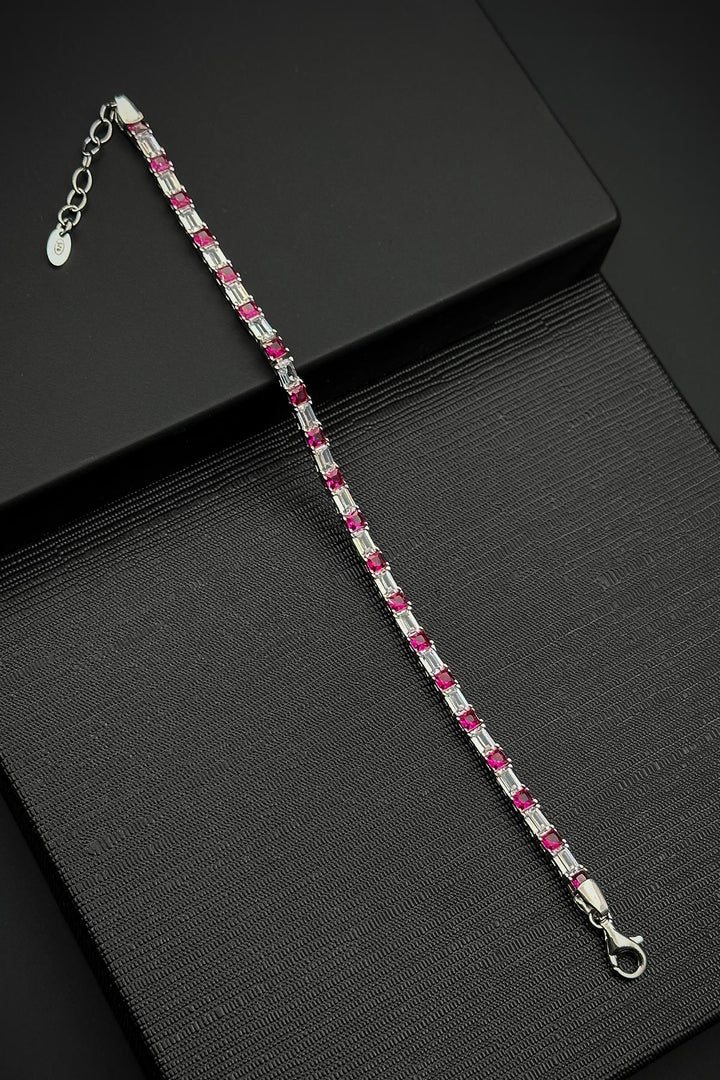 NVM FRNCH 925 Sterling Silver Zircon Stone Pink-White Color Tennis Men's Bracelet FRJ12157-3157-PA2 - Waukesha