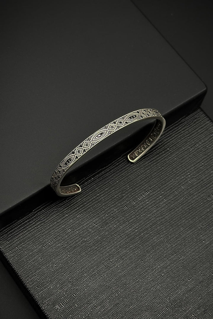 NVM FRNCH 925 Sterling Silver Black Color Men's Bracelet with Zircon Stone FRJ12202-3202-S - Garden Grove