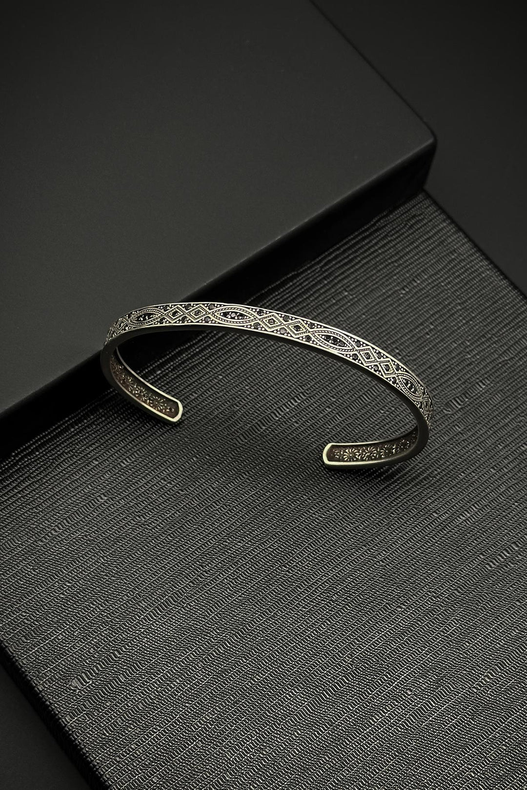 NVM FRNCH 925 Sterling Silver Black Color Men's Bracelet with Zircon Stone FRJ12202-3202-S - Garden Grove