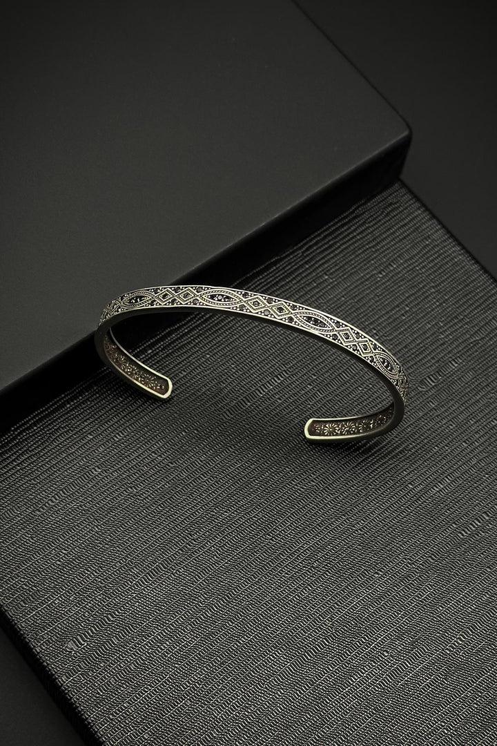 NVM FRNCH 925 Sterling Silver Black Color Men's Bracelet with Zircon Stone FRJ12202-3202-S - Garden Grove