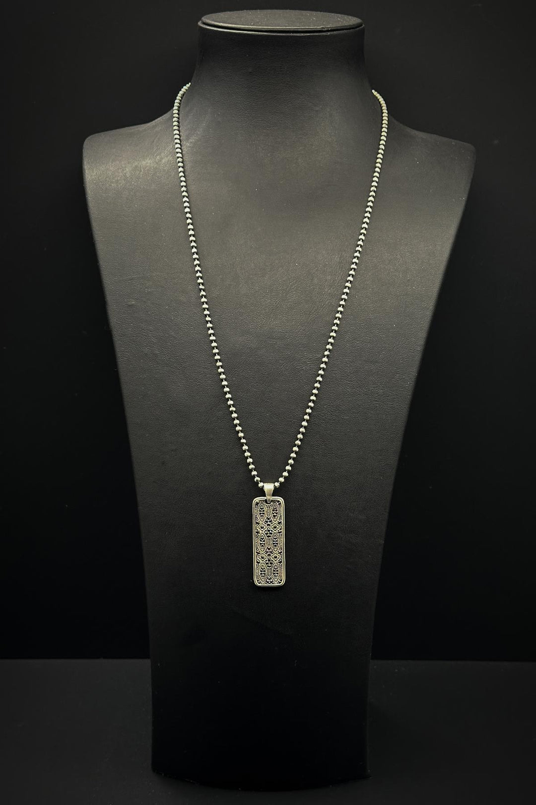 NVM FRNCH 925 Sterling Silver Black Color Men's Necklace with Zircon Stone FRJ30762-862-S - Olney