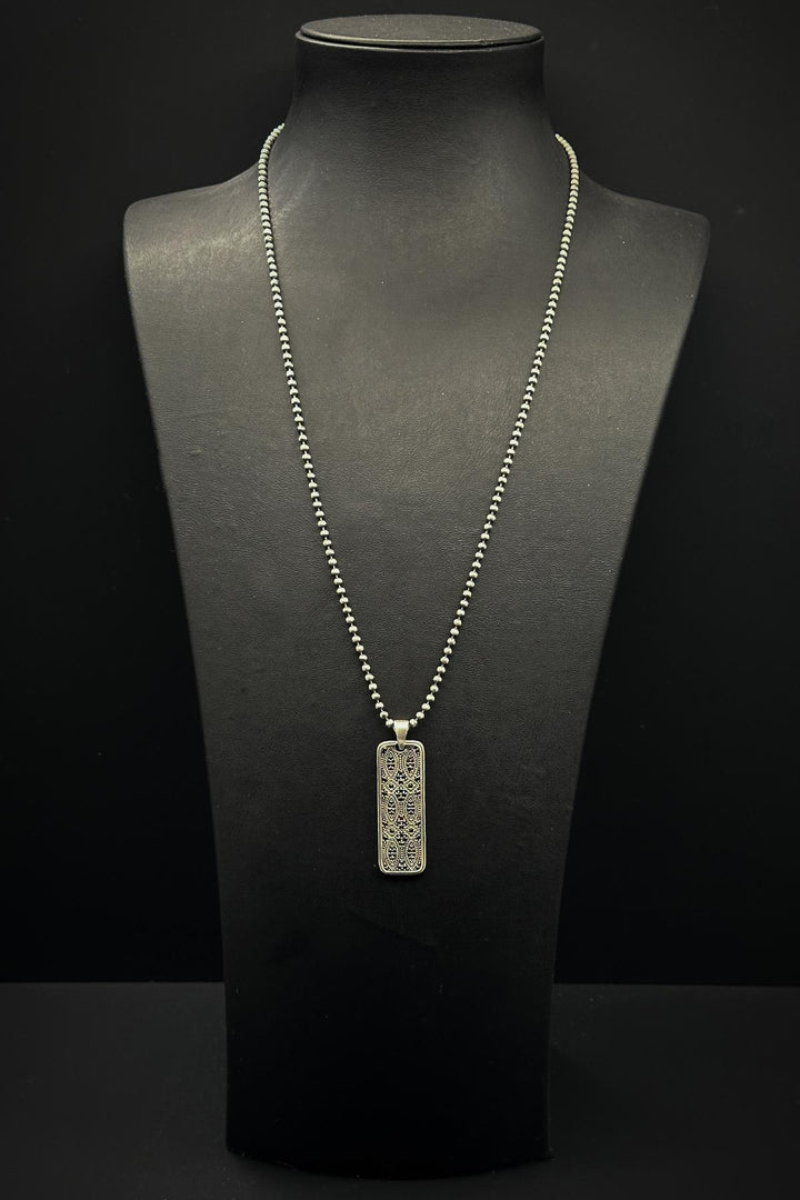 NVM FRNCH 925 Sterling Silver Black Color Men's Necklace with Zircon Stone FRJ30762-862-S - Olney