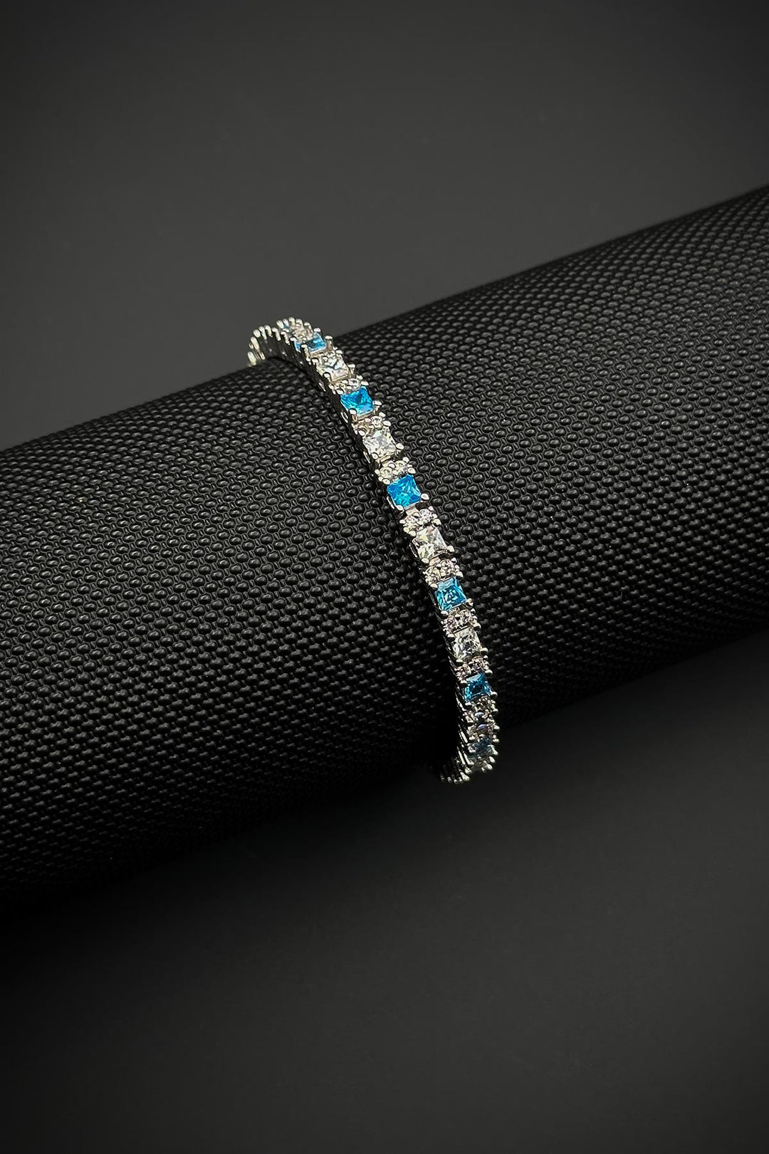 NVM FRNCH 925 Sterling Silver Zircon Stone Turquoise-White Color Tennis Men's Bracelet FRJ12157-3157-M5 - Lloret de Mar