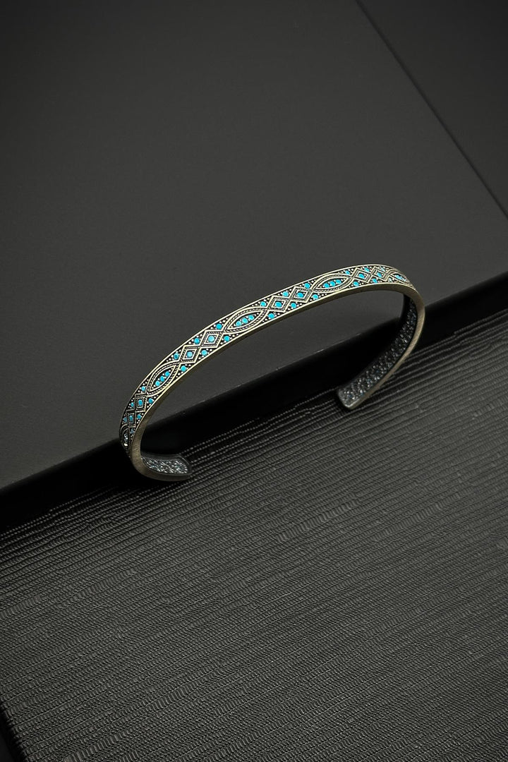 NVM FRNCH 925 Sterling Silver Zircon Stone Turquoise Color Men's Bracelet FRJ12202-3202-M - San Cugat del Vallés