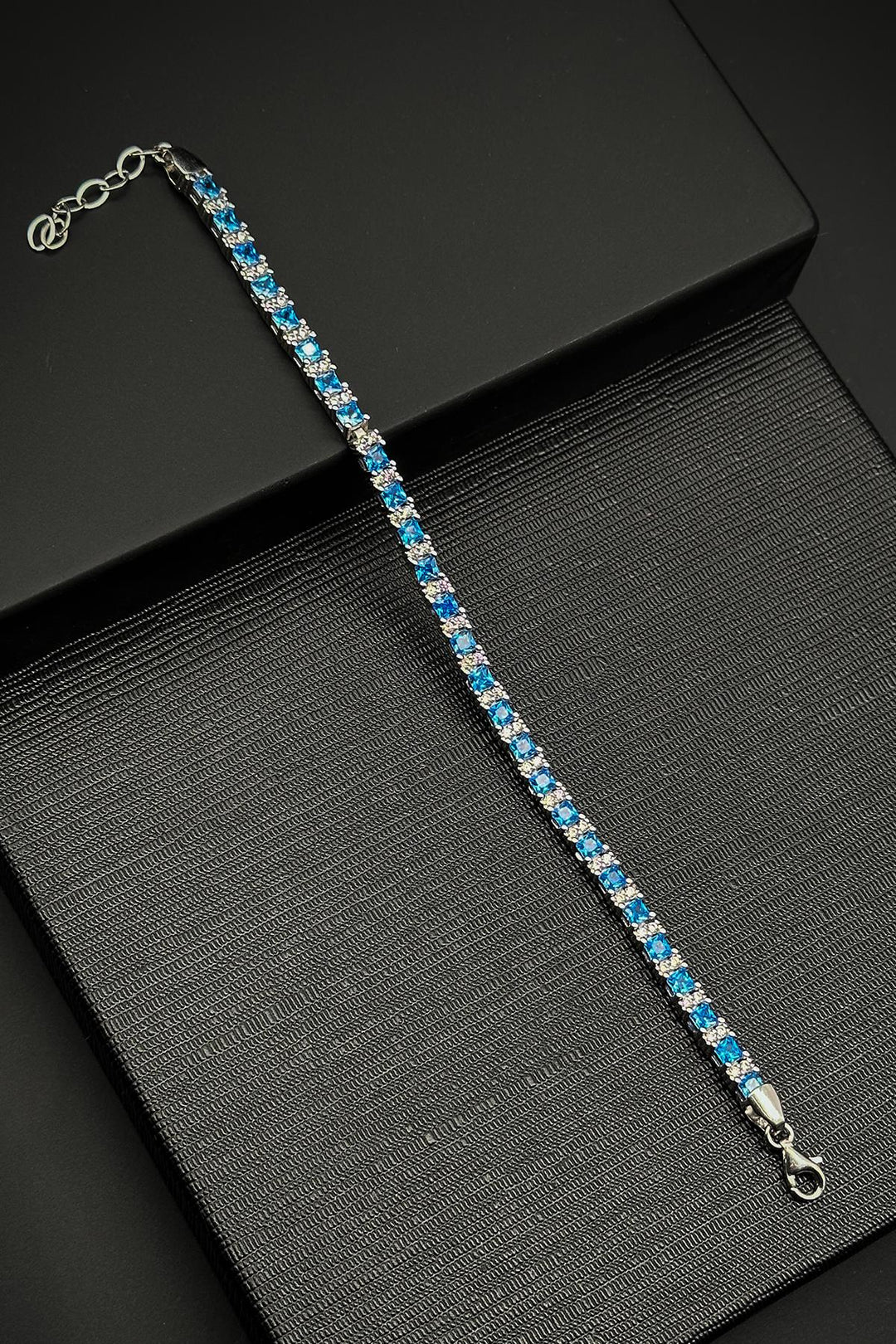 NVM FRNCH 925 Sterling Silver Zircon Stone Turquoise Color Tennis Men's Bracelet FRJ12344-3344-M - Glyfáda