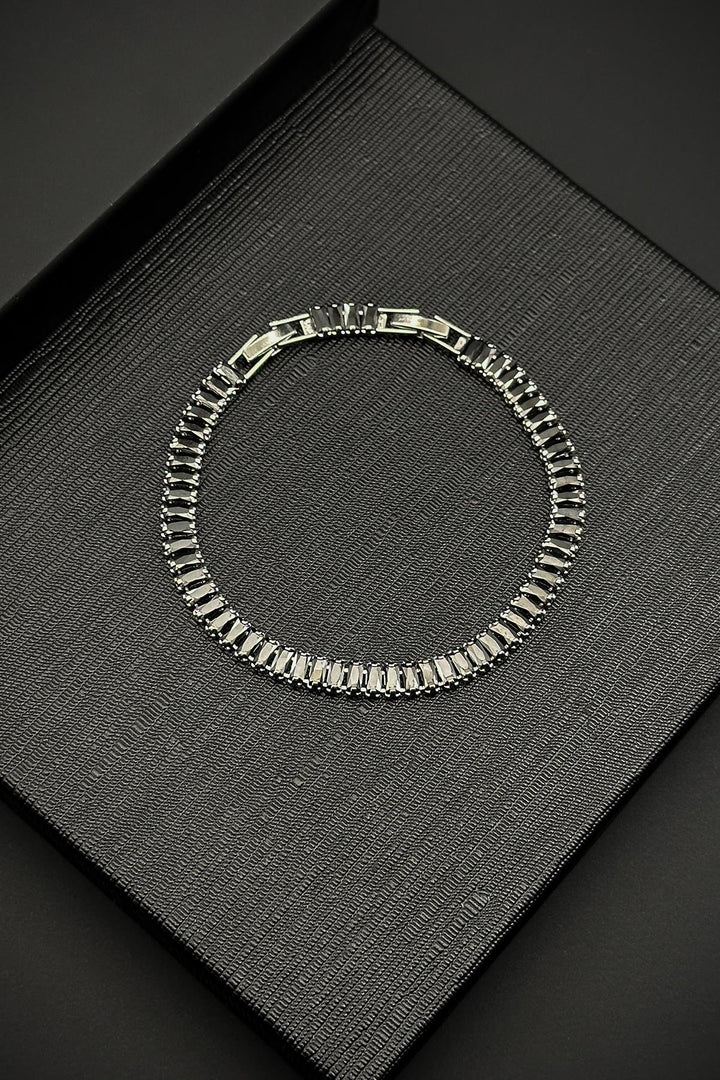 NVM FRNCH Baget Black Color Double Locked Tennis Men's Bracelet with Zircon Stone FRJ12231-3231-S - Modica
