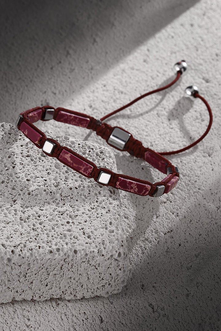 NVM FRNCH Natural Stone Purple Adjustable Men's Bracelet FRJ11253353-MO - Pine Hills