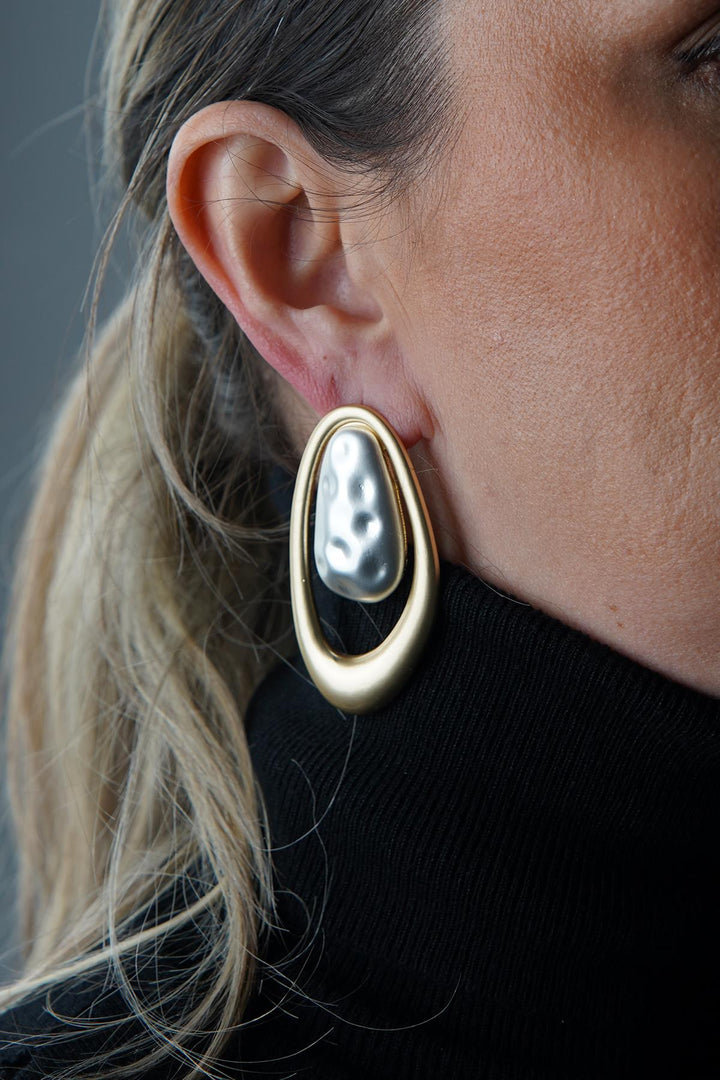 NVM FRNCH Silver and Gold Color Special Design Women's Earrings FRJ5005353-AG - Kamloops
