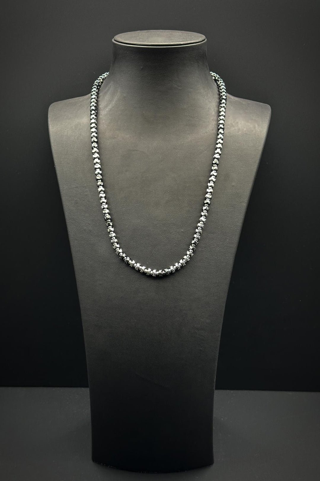 NVM FRNCH Hematite Natural Stone Smoky-Silver Color Men's Necklace FRJ30686-786-AB - Montauban