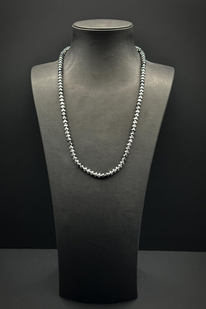 NVM FRNCH Hematite Natural Stone Smoky-Silver Color Men's Necklace FRJ30686-786-AB - Montauban