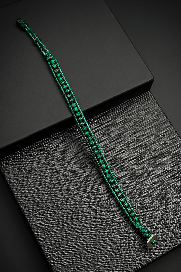 NVM FRNCH Hematite and Malachite Natural Stone Green Leather Men's Bracelet FRJ12460-3460-Y - Kamenicë