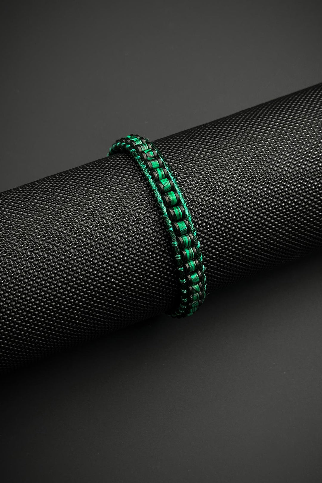 NVM FRNCH Hematite and Malachite Natural Stone Green Leather Men's Bracelet FRJ12460-3460-Y - Kamenicë