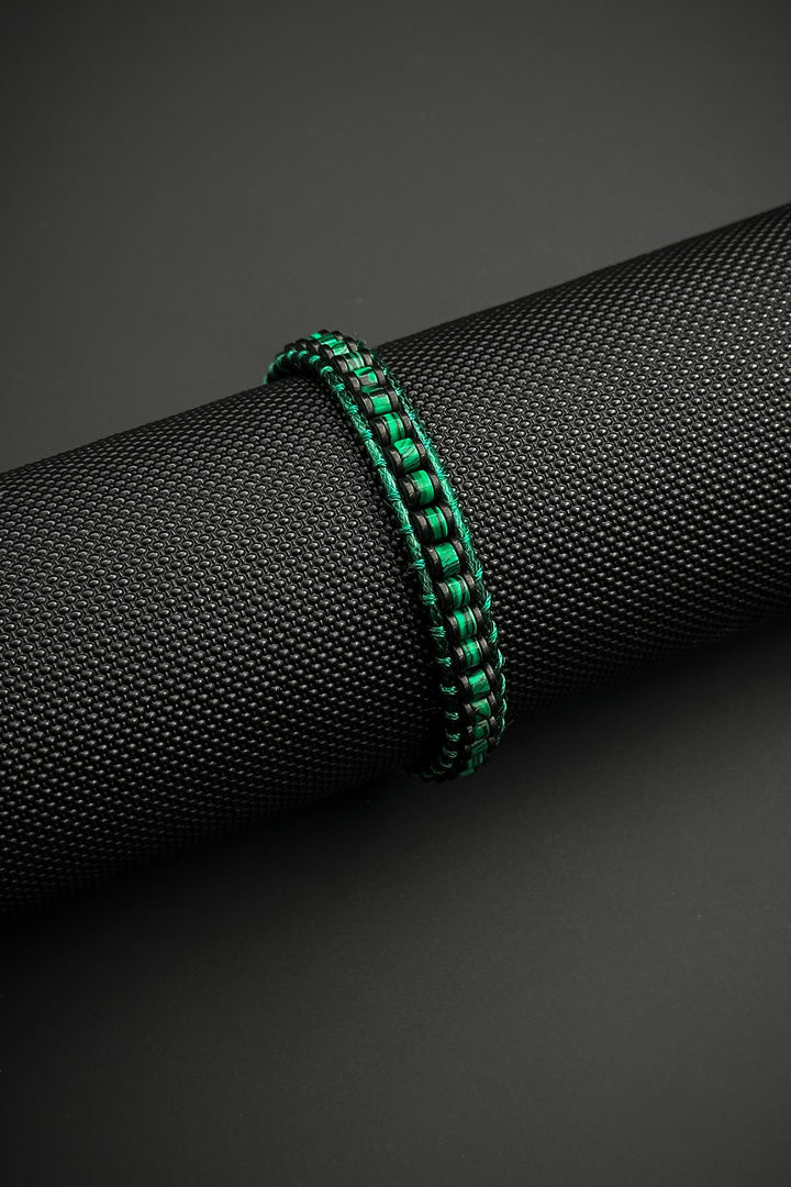 NVM FRNCH Hematite and Malachite Natural Stone Green Leather Men's Bracelet FRJ12460-3460-Y - Kamenicë