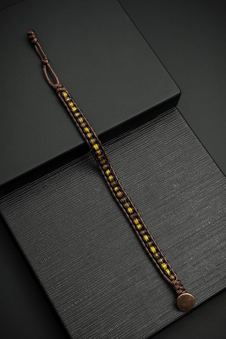NVM FRNCH Tiger Eye Natural Stone Detailed Brown Men's Bracelet FRJ12449-3449-K - Deinze
