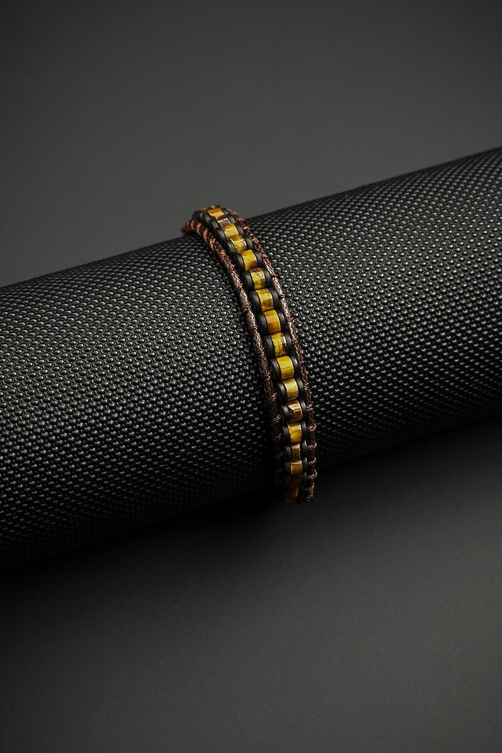 NVM FRNCH Leopard Eye Natural Stone Detailed Brown Men's Bracelet FRJ12449-3449-K - Catania
