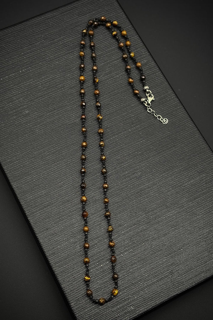 NVM FRNCH Tiger Eye Natural Stone Brown Men's Necklace FRJ30788-888-K - Green Bay
