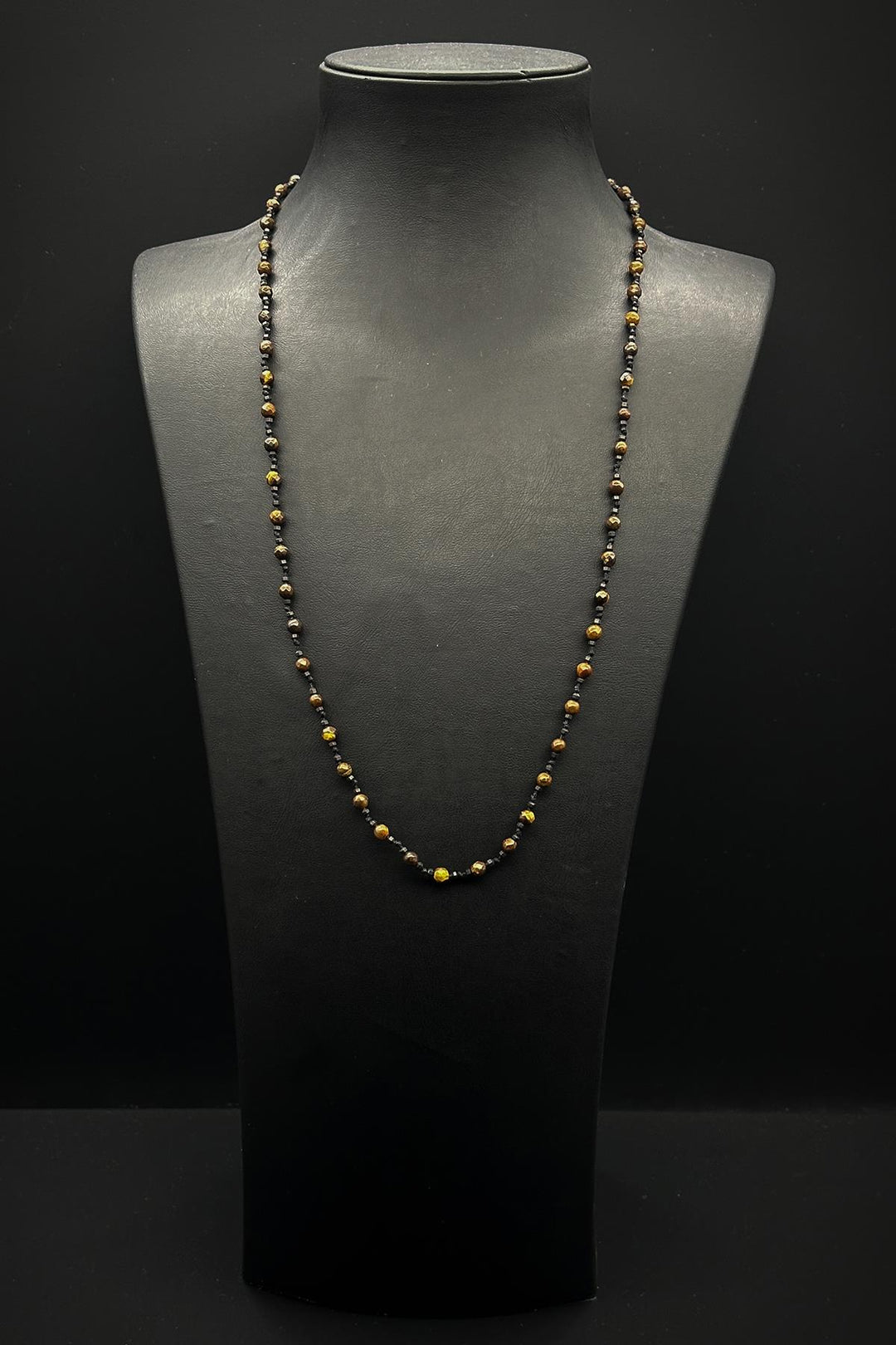 NVM FRNCH Tiger Eye Natural Stone Brown Men's Necklace FRJ30788-888-K - Green Bay