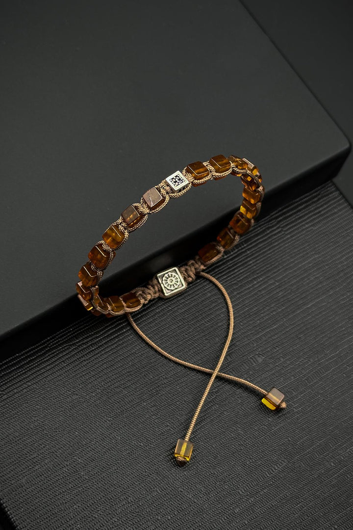 NVM FRNCH Amber Natural Stone Zircon Brown Men's Bracelet FRJ12406-3406-K - Goodyear