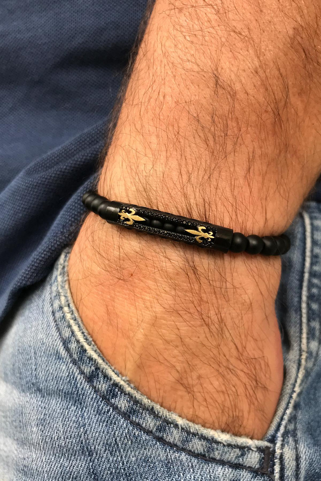 NVM FRNCH Lilyum Figured Natural Stone Men's Adjustable Handmade Bracelet FRJ11241341-B - Salem
