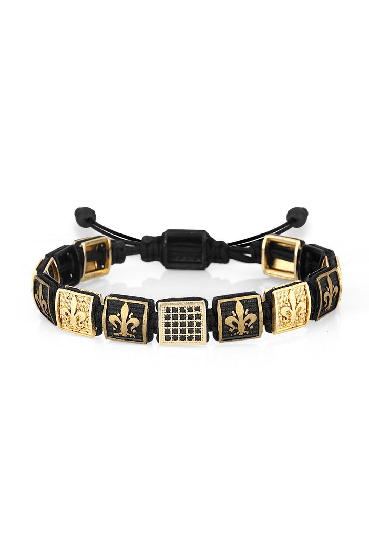 NVM FRNCH Lilyum Figured Zircon Stone Gold-Black Color Adjustable Men's Bracelet FRJ11246346-G - Maintal