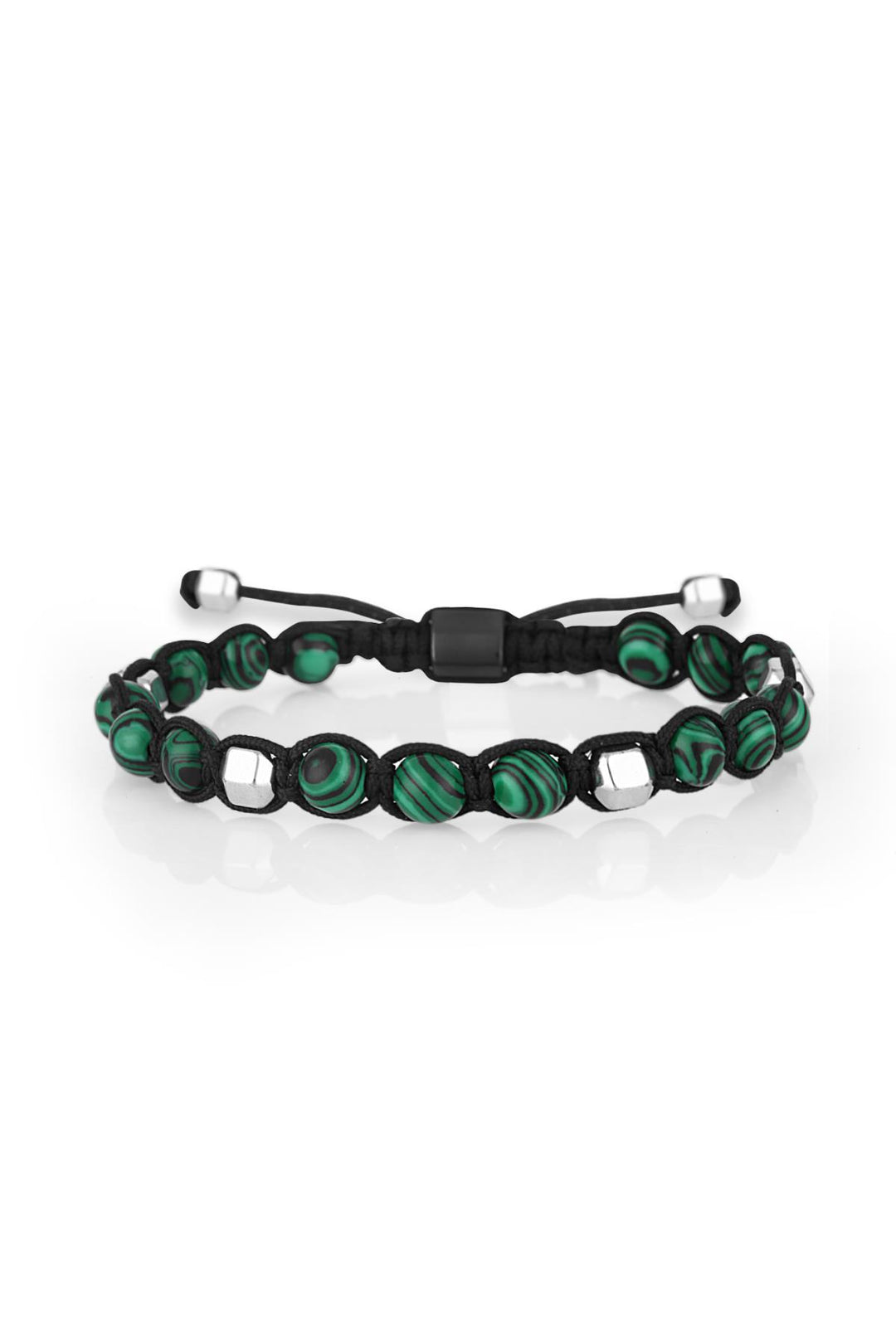 NVM FRNCH Malachite Natural Stone Green Color Adjustable Men's Bracelet FRJ11251351-Y - Hastings
