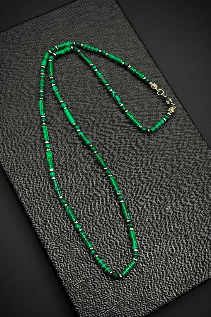 NVM FRNCH Malachite and Hematite Natural Stone Green Color Men's Necklace FRJ30735-835-Y - Yalta