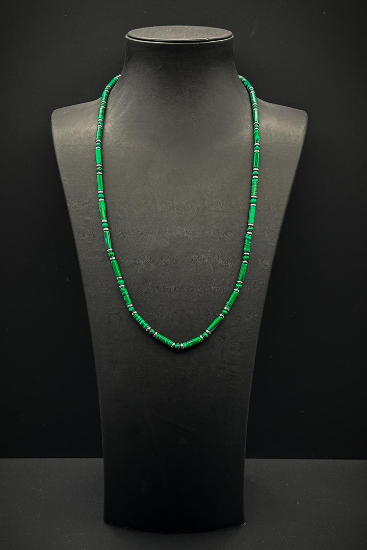 NVM FRNCH Malachite and Hematite Natural Stone Green Color Men's Necklace FRJ30735-835-Y - Yalta