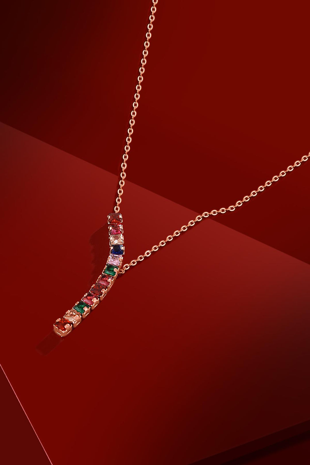 NVM FRNCH Colorful Striped Zircon Stone Women's Necklace FRJ30421-521-C - Angoulême