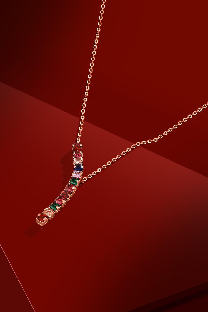 NVM FRNCH Colorful Striped Zircon Stone Women's Necklace FRJ30421-521-C - Angoulême