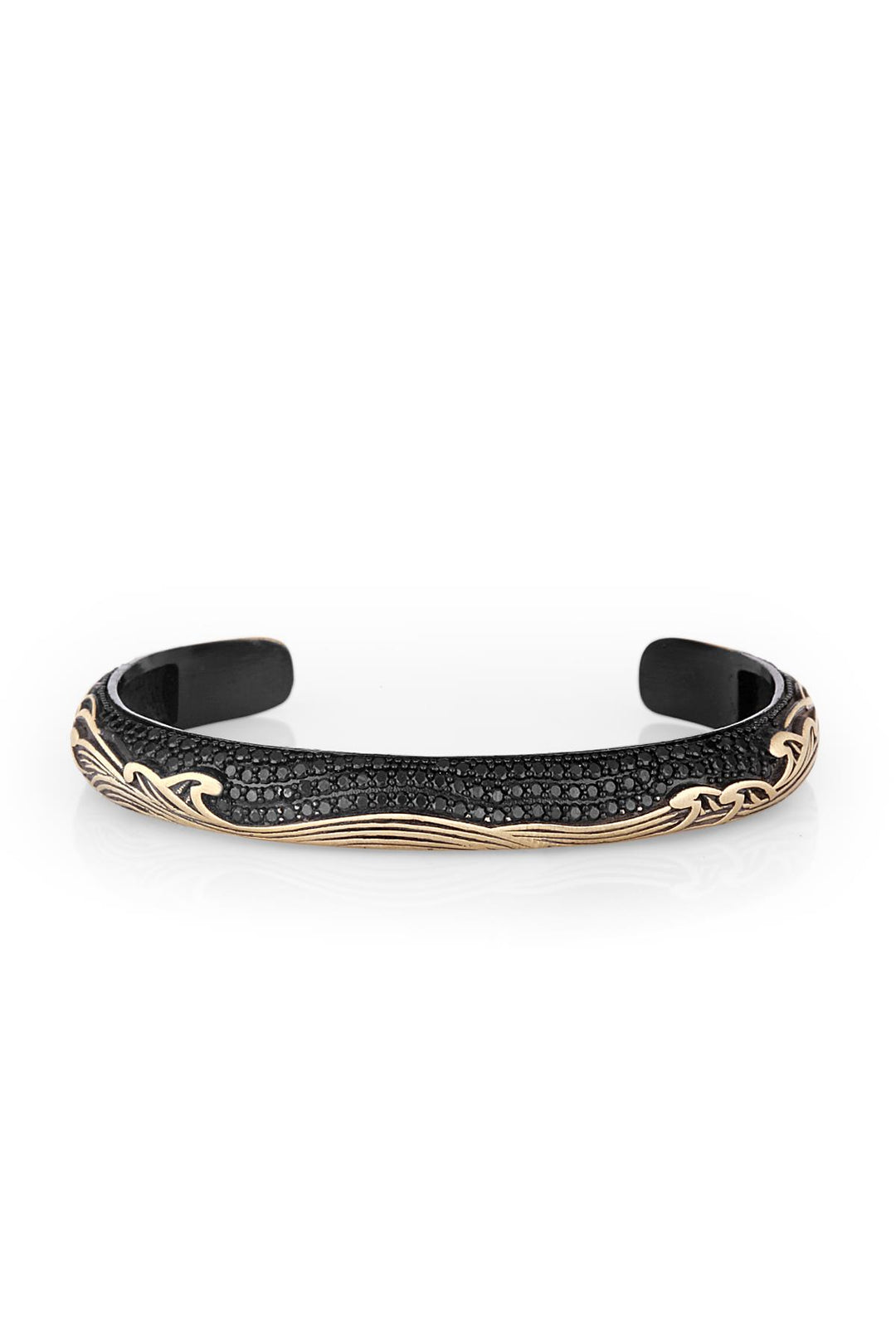 NVM FRNCH Shawl Pattern Black-Distressed Color Zircon Stone Handmade Men's Bracelet FRJ11231331-B3 - Hove