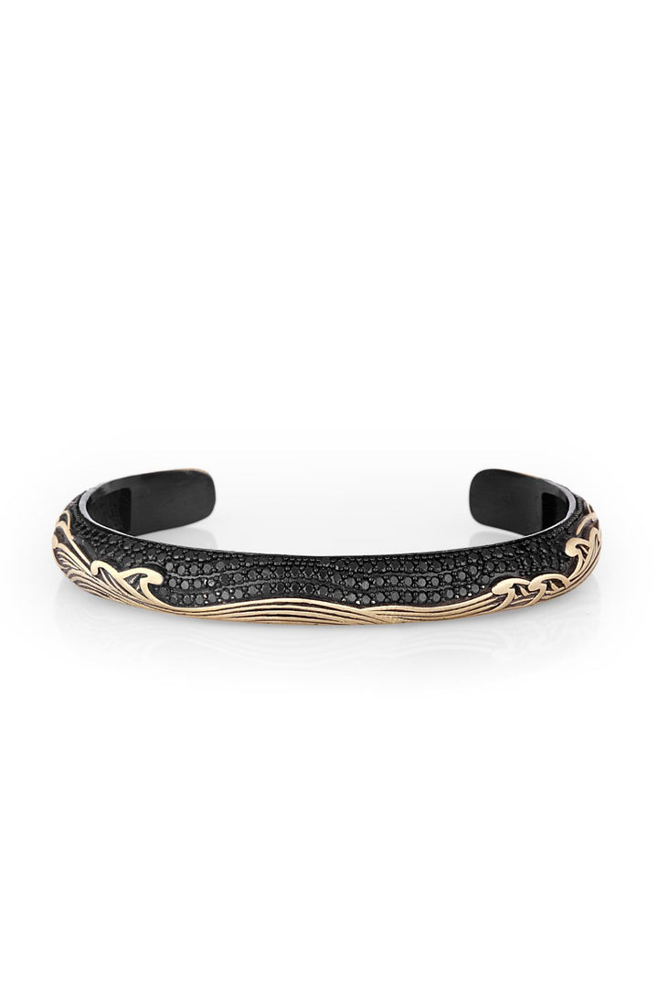 NVM FRNCH Shawl Pattern Black-Distressed Color Zircon Stone Handmade Men's Bracelet FRJ11231331-B3 - Hove