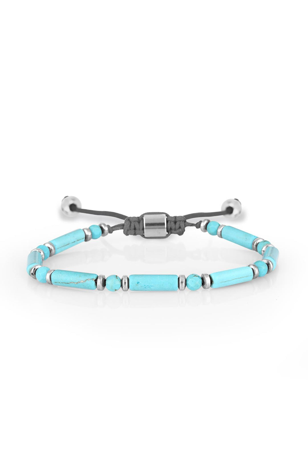 NVM FRNCH Cylinder Variscite Natural Stone Turquoise Color Adjustable Men's Bracelet FRJ11264364-M2 - Rivoli