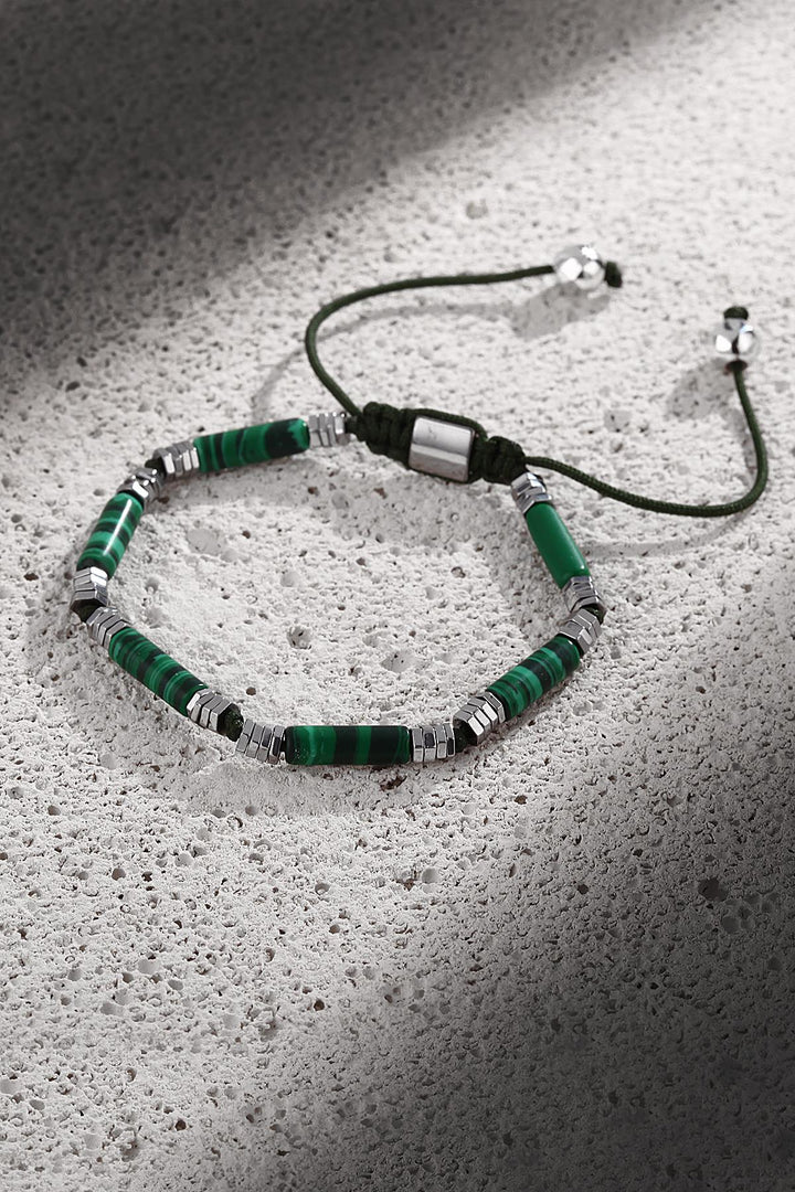 NVM FRNCH اسطوانة Variscite الحجر الطبيعي اللون الأخضر سوار الرجال قابل للتعديل FRJ11250350-Y - Scandicci