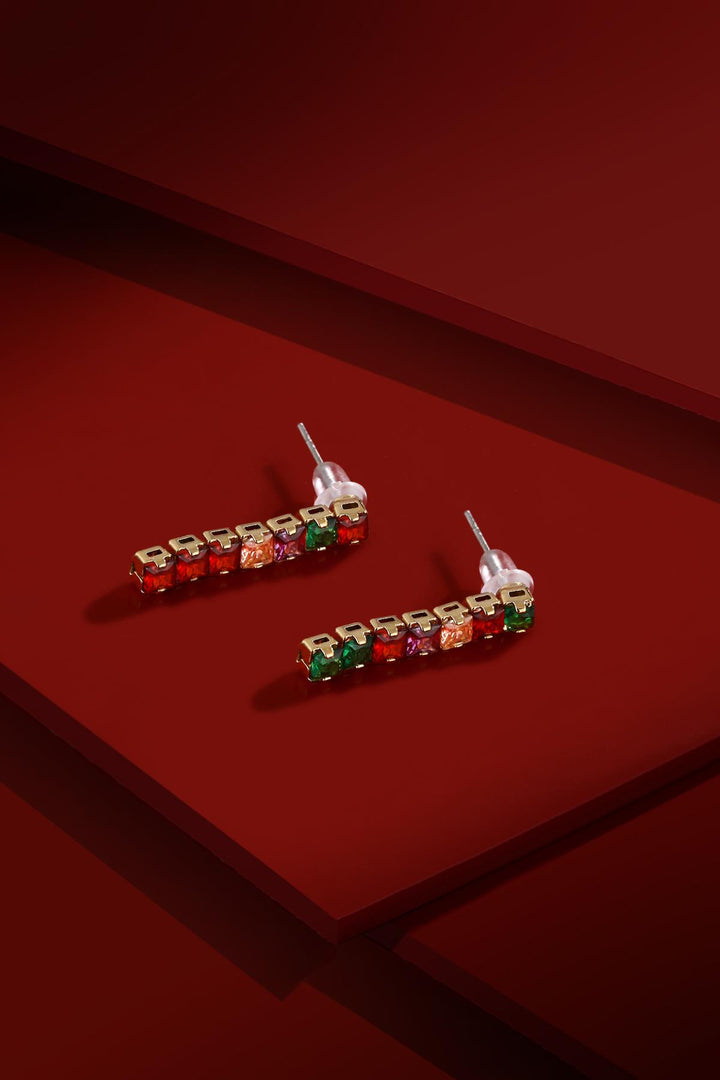 NVM FRNCH Sequential Colorful Zircon Stone Nail Model Women's Earring FRJ5002020-G - Surrey
