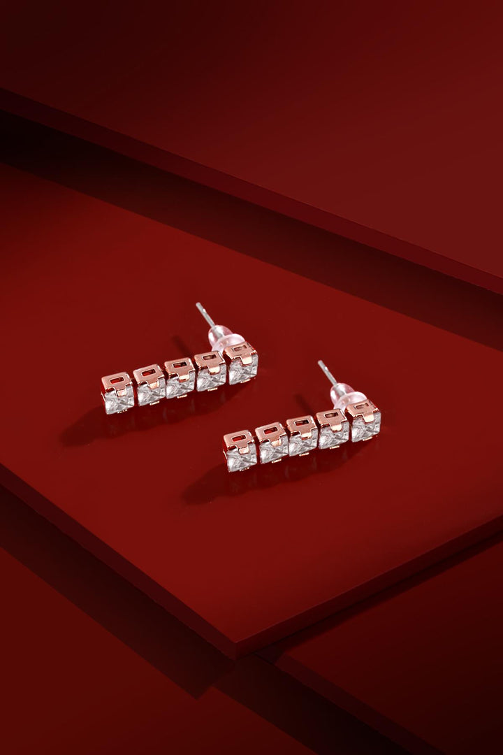 NVM FRNCH Women's Earrings with Sequential Zircon Stone Nail Design FRJ5001717-C - Rovenky