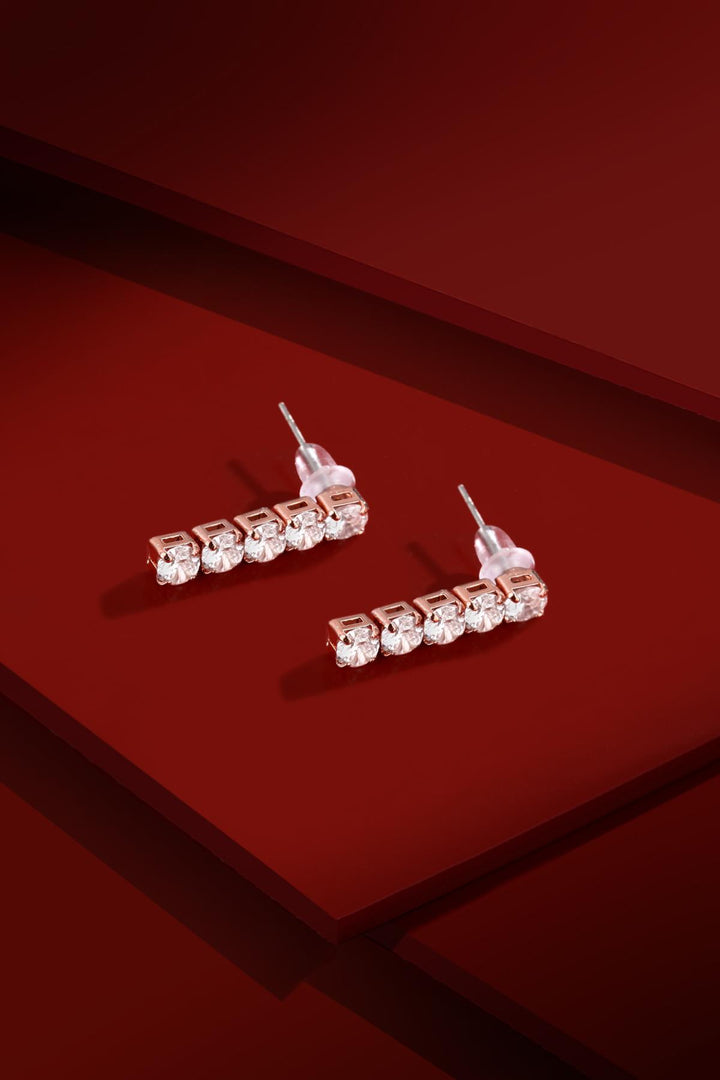 NVM FRNCH Women's Earrings with Sequential Zircon Stone Nail Design FRJ5001919-C - Derby