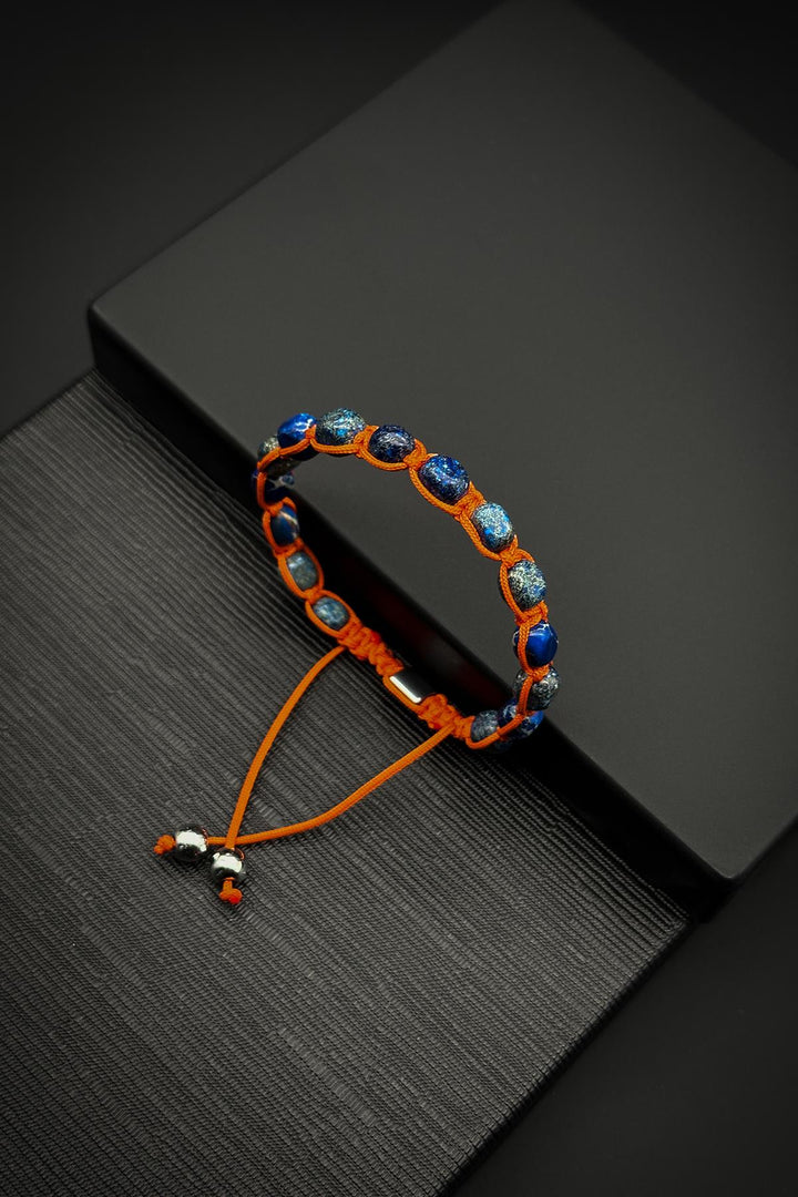 NVM FRNCH Varisit Natural Stone Orange Color Adjustable Macrame Men's Bracelet FRJ11998-2098-T - Springfield