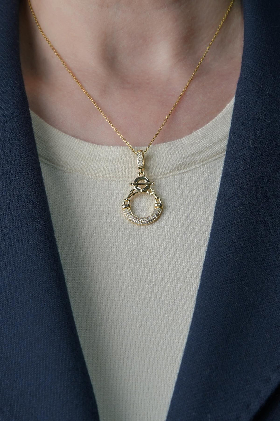 NVM FRNCH Gold Color Women's Necklace with Zircon Stone FRJ30823-923-G - Castricum
