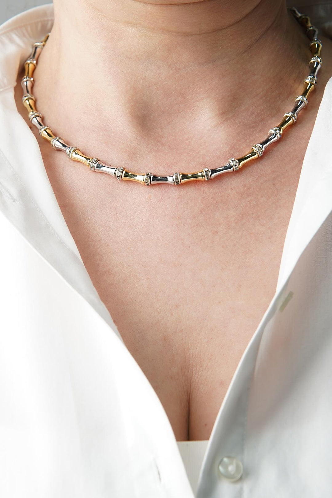 NVM FRNCH Gold Color Women's Necklace with Zircon Stone FRJ30826-926-G - Torre del Greco