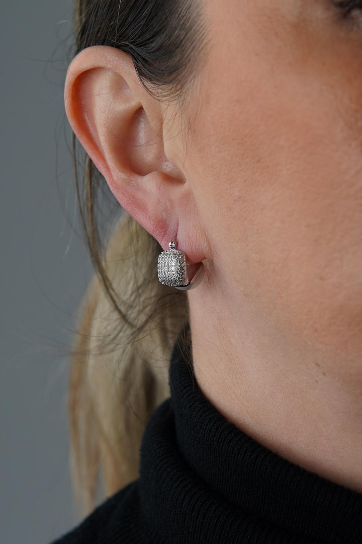 NVM FRNCH Silver Color Women's Earrings with Zircon Stone and Pearl FRJ5006060-A - Jūrmala