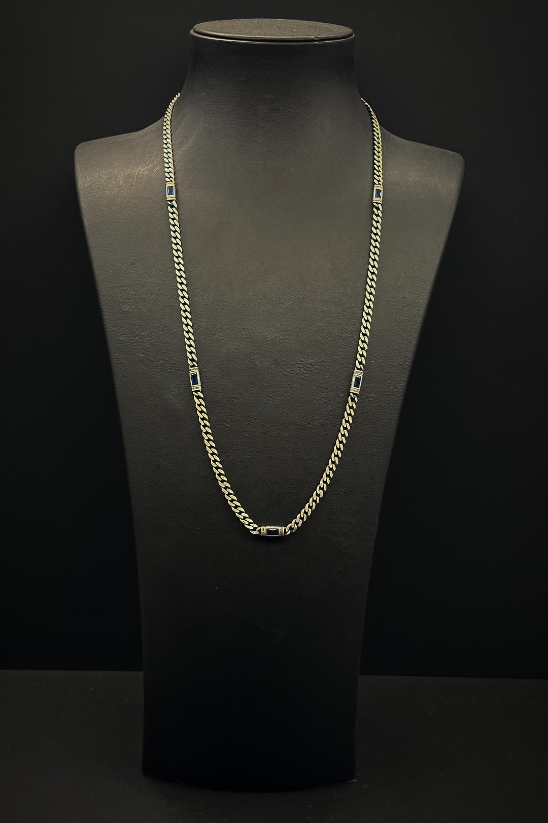 NVM FRNH 925 Sterling Silver Italian Model Navy Blue Zircon Stone Silver Color Men's Necklace FRJ30795-895-LA - Ramsgate