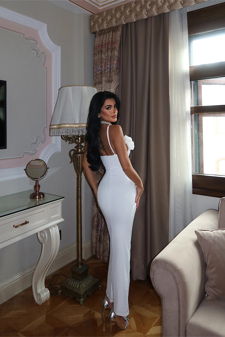 EYY Women White Blouse with Rose Detail Dress - Frosinone