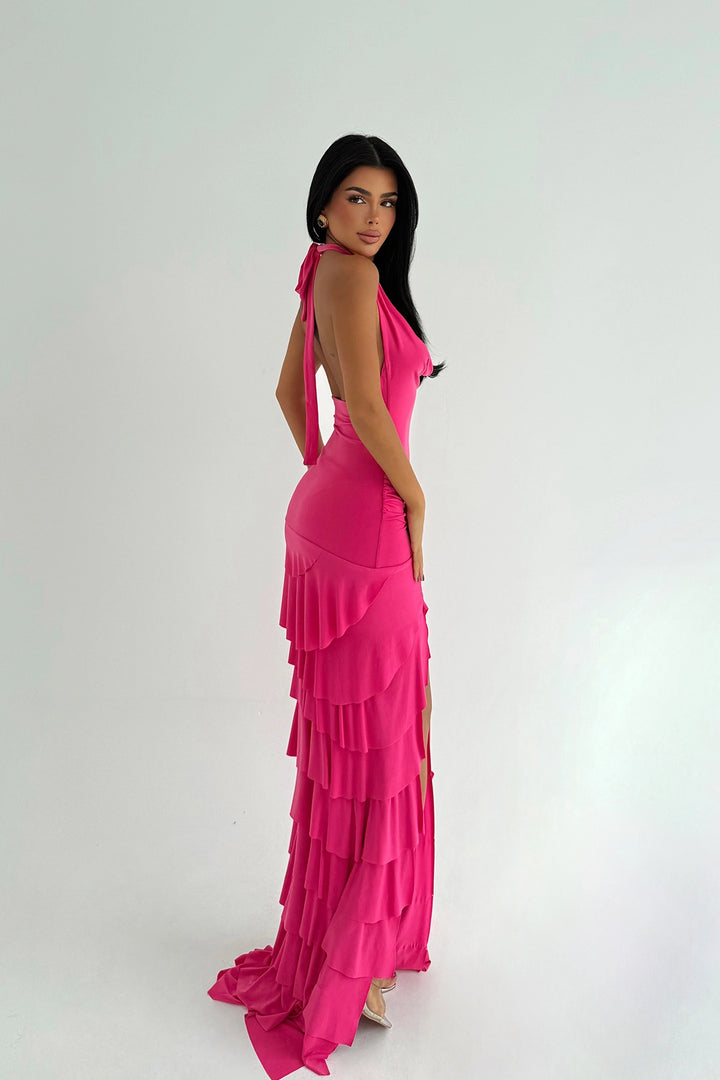 EYY Women Fuchsia Destiny Long Slit Dress - San Angelo