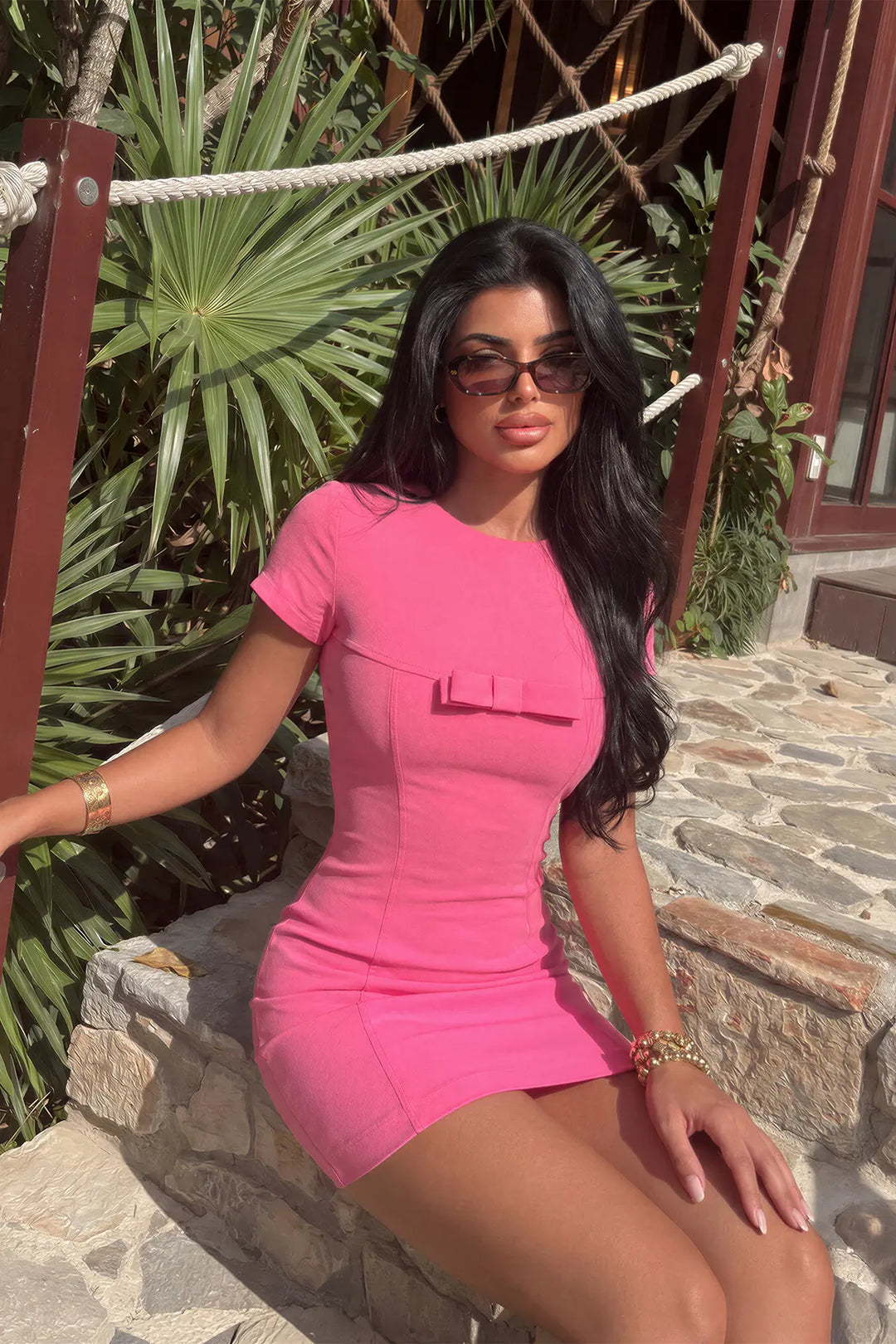 EYY Women Fuchsia Ynise Mini Dress with Bow Detail - Ocoee